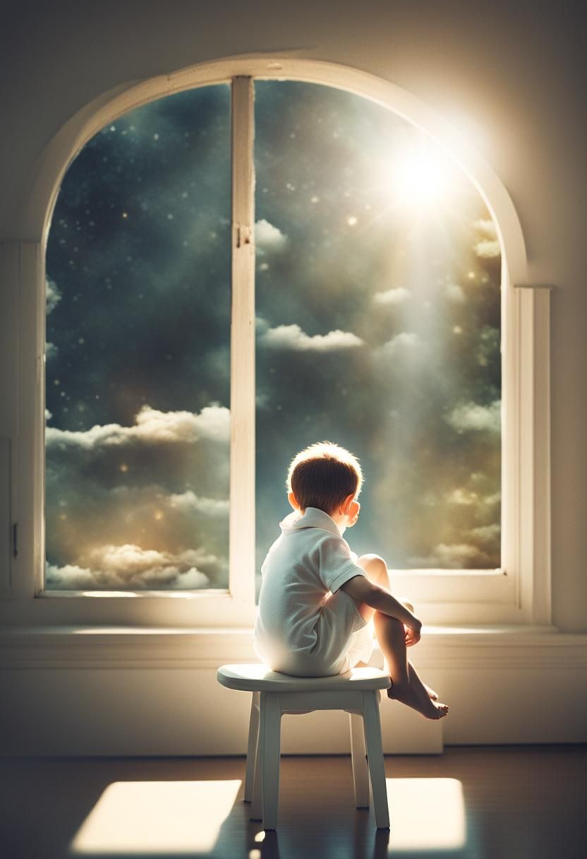 Young Boy Finds Serenity in Soft Light
