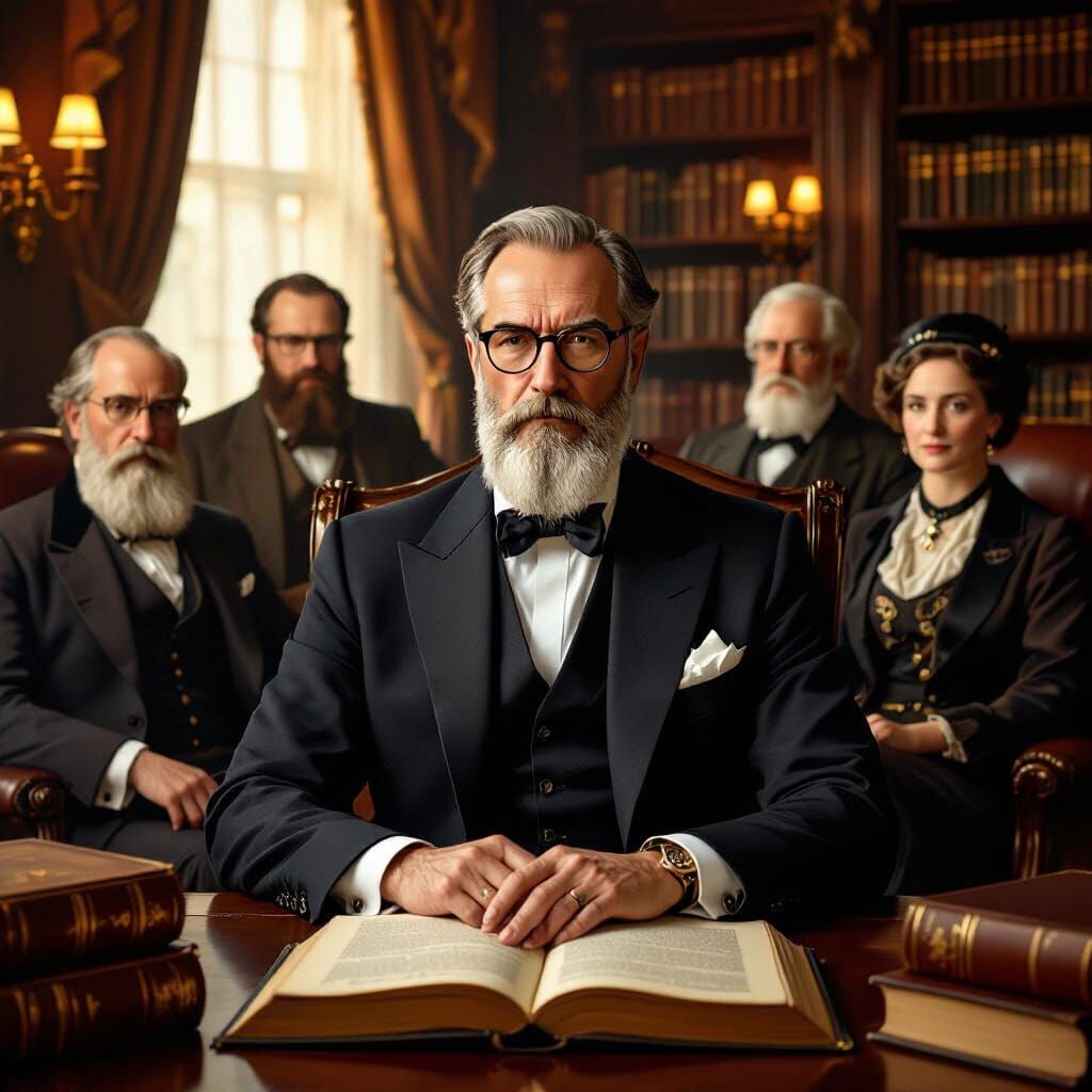 Literary Giants in a Golden Library