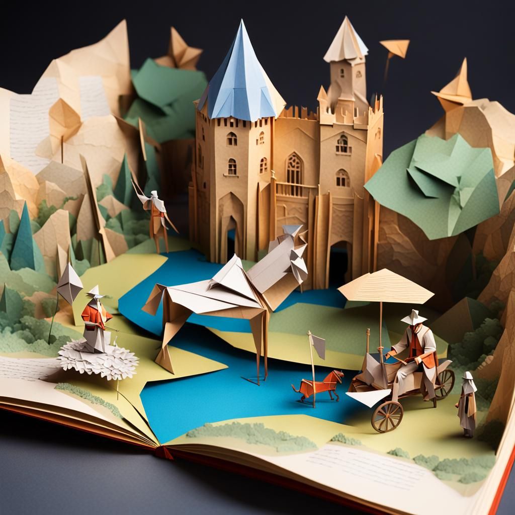 Don Quixote Pop-Up Book in Origami Style