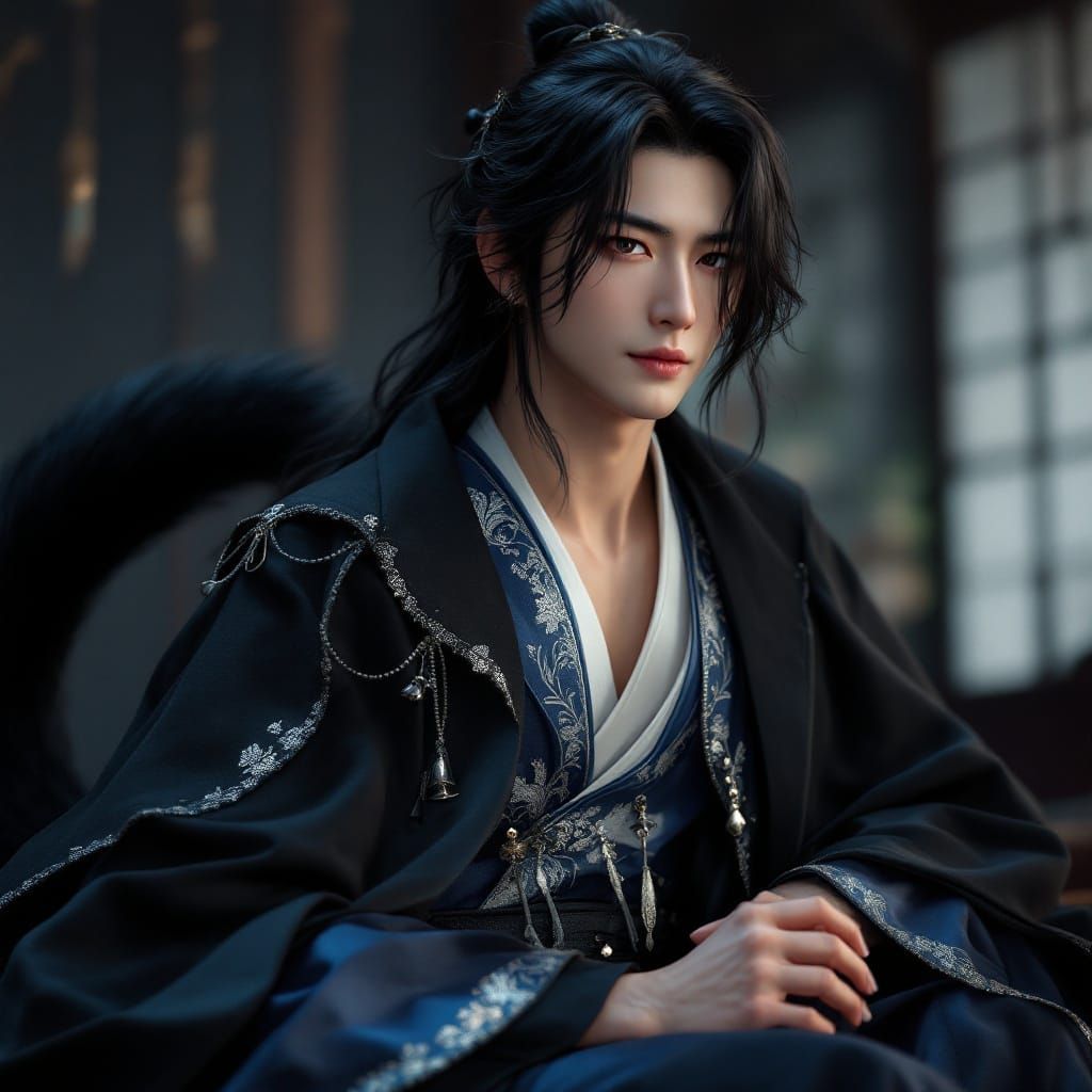 Suga as Enchanted Rogue Prince with Mystical Cat Companion