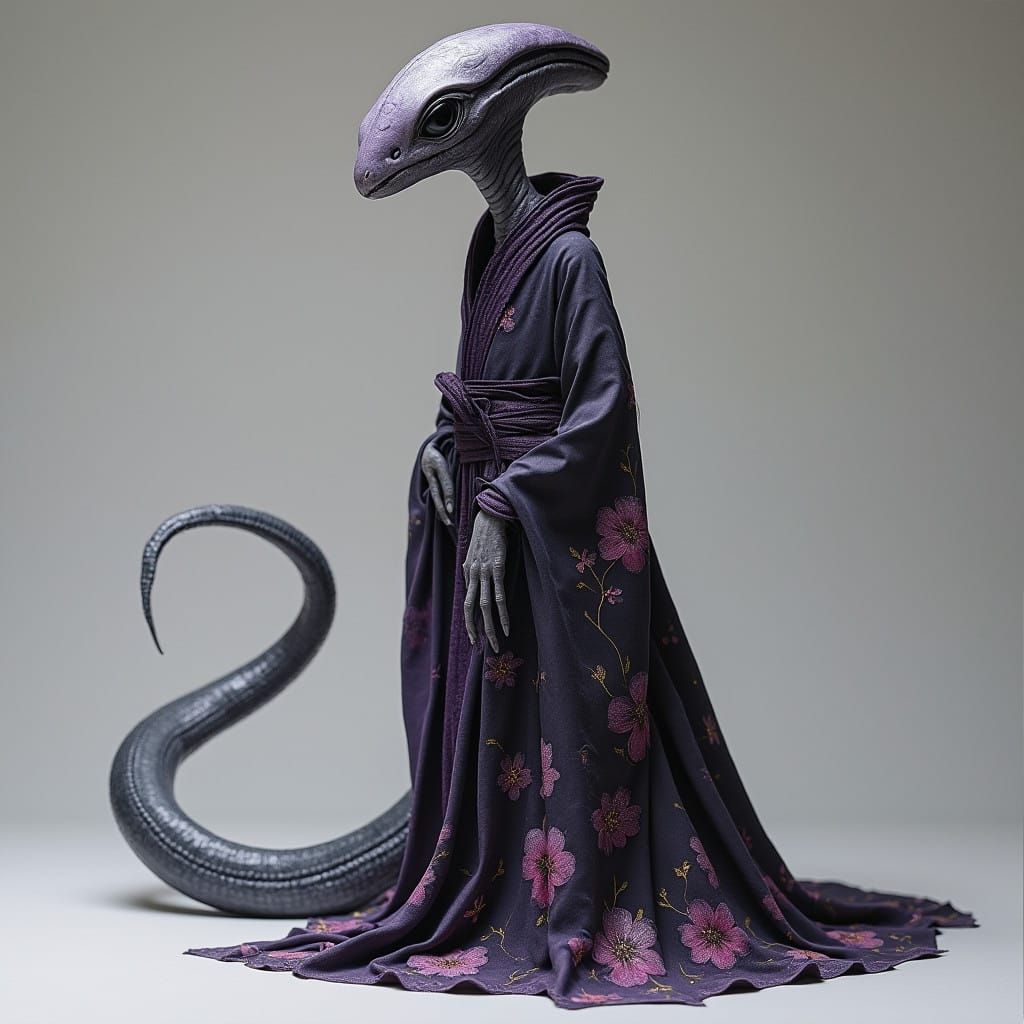 Ethereal Alien in Deep Purple Kimono