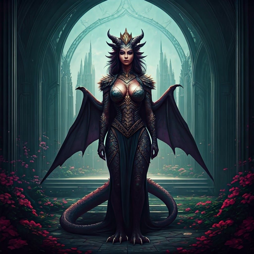 Dragon Princess in Majestic Landscape as Fantasy Art