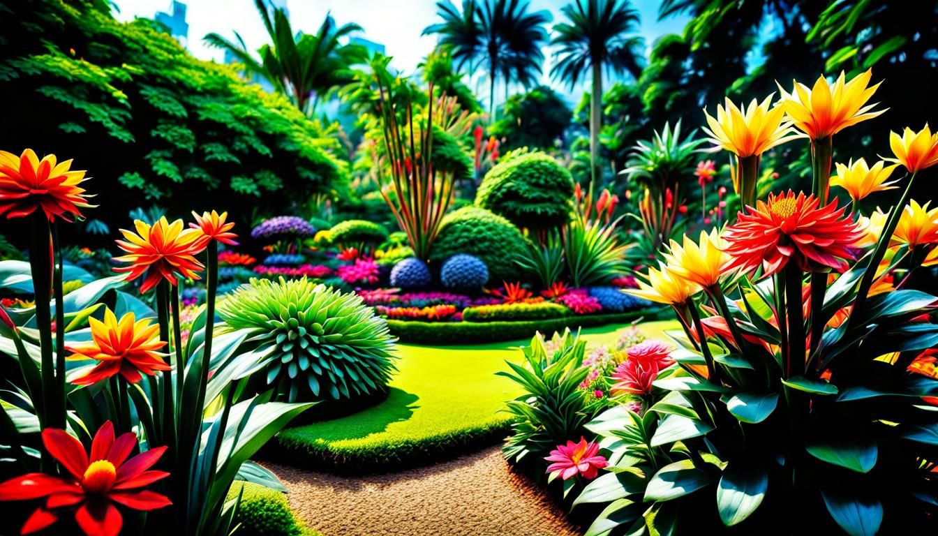 Hyperrealistic Exotic Flower Garden in Sharp Focus