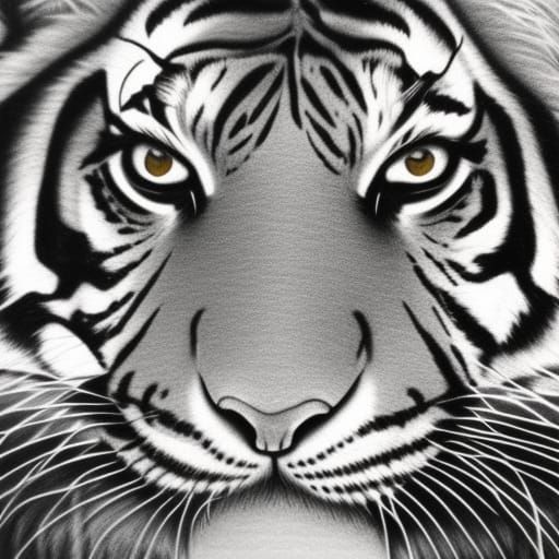 Hyperdetailed Charcoal Drawing of a Tiger