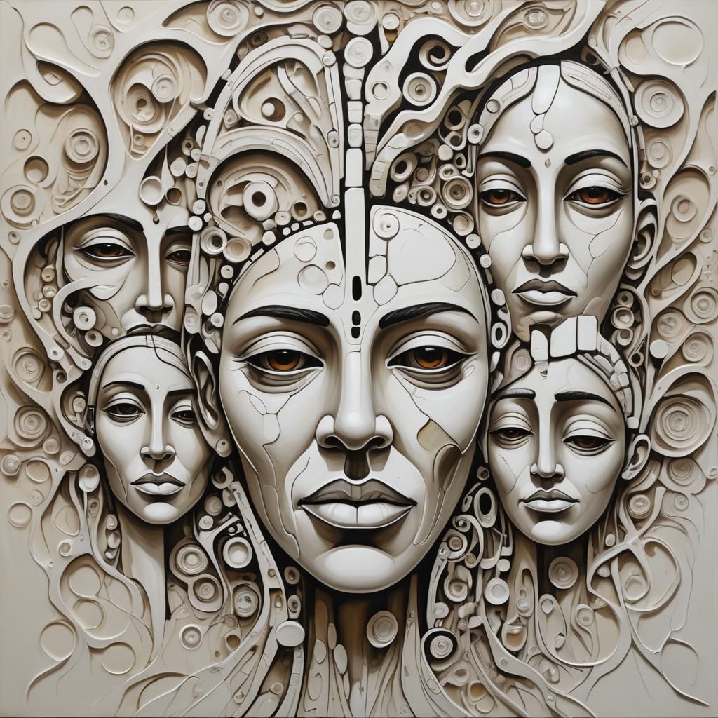 Abstract Faces: Aboriginal and Surrealist Oil Painting