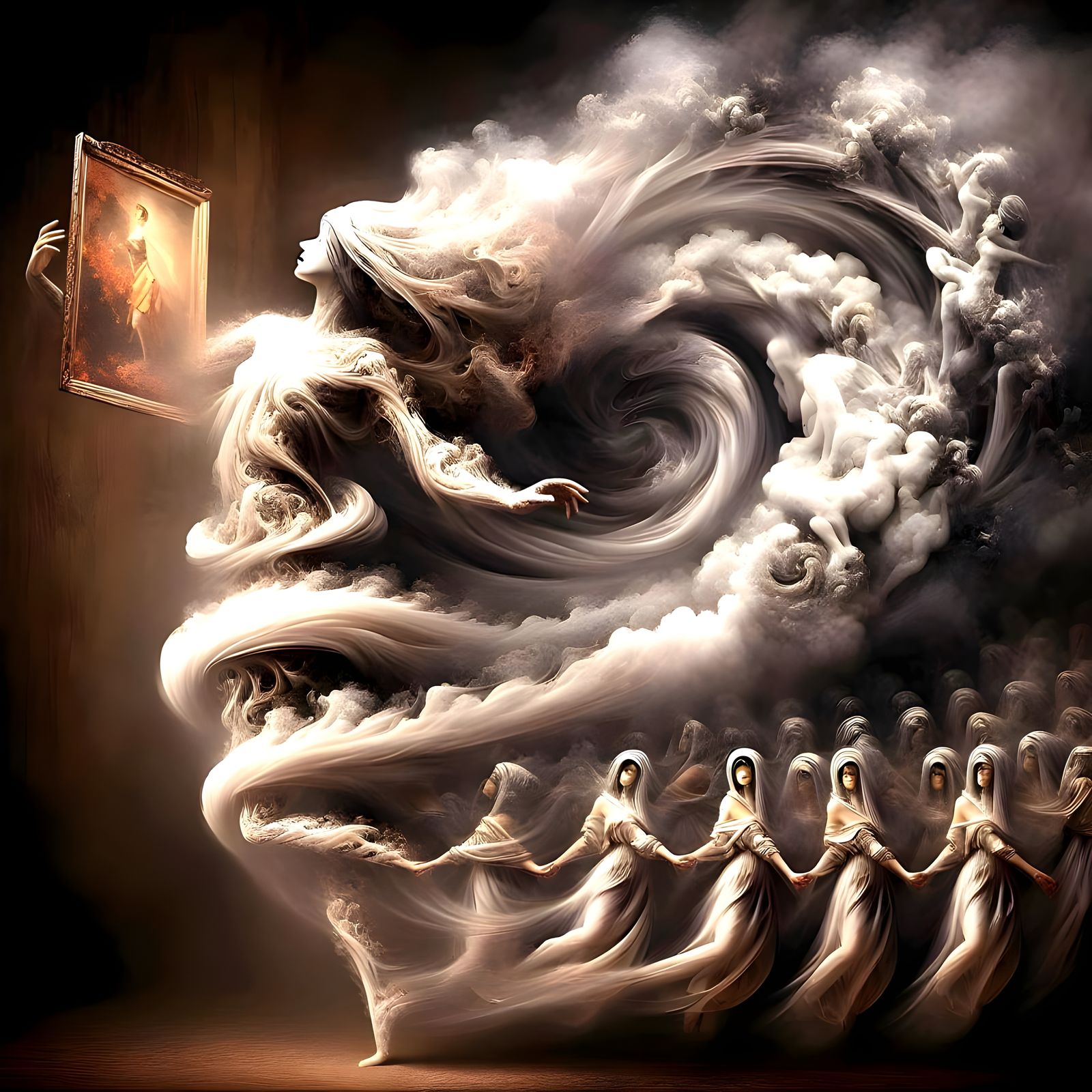 Surreal Droste Effect with Ghostly Figure