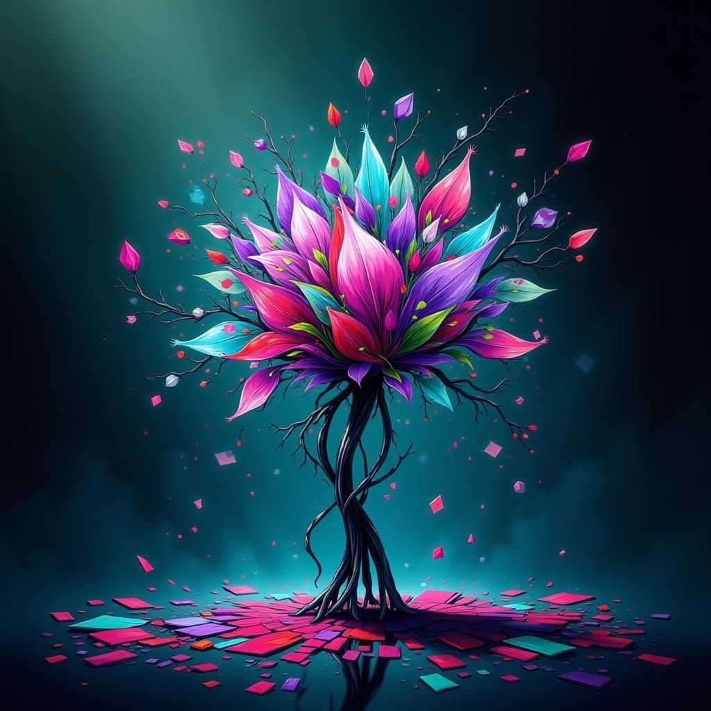 Surreal Shattered Glass Kakashi Hatake Bouquet in Deep, Rich...