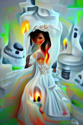Surreal Wedding Gown Melts into Candle Flame