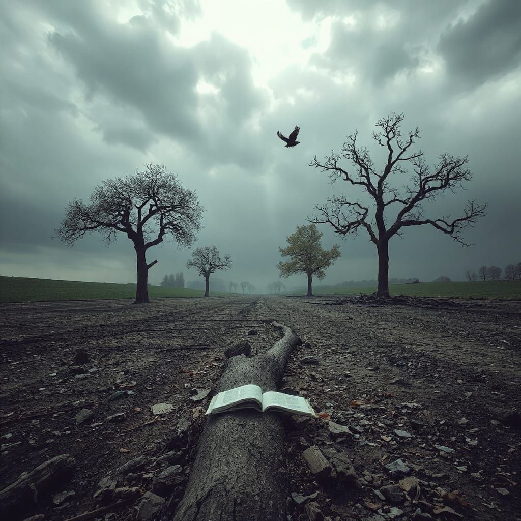 Surreal Dreamlike Landscape with Negative Space