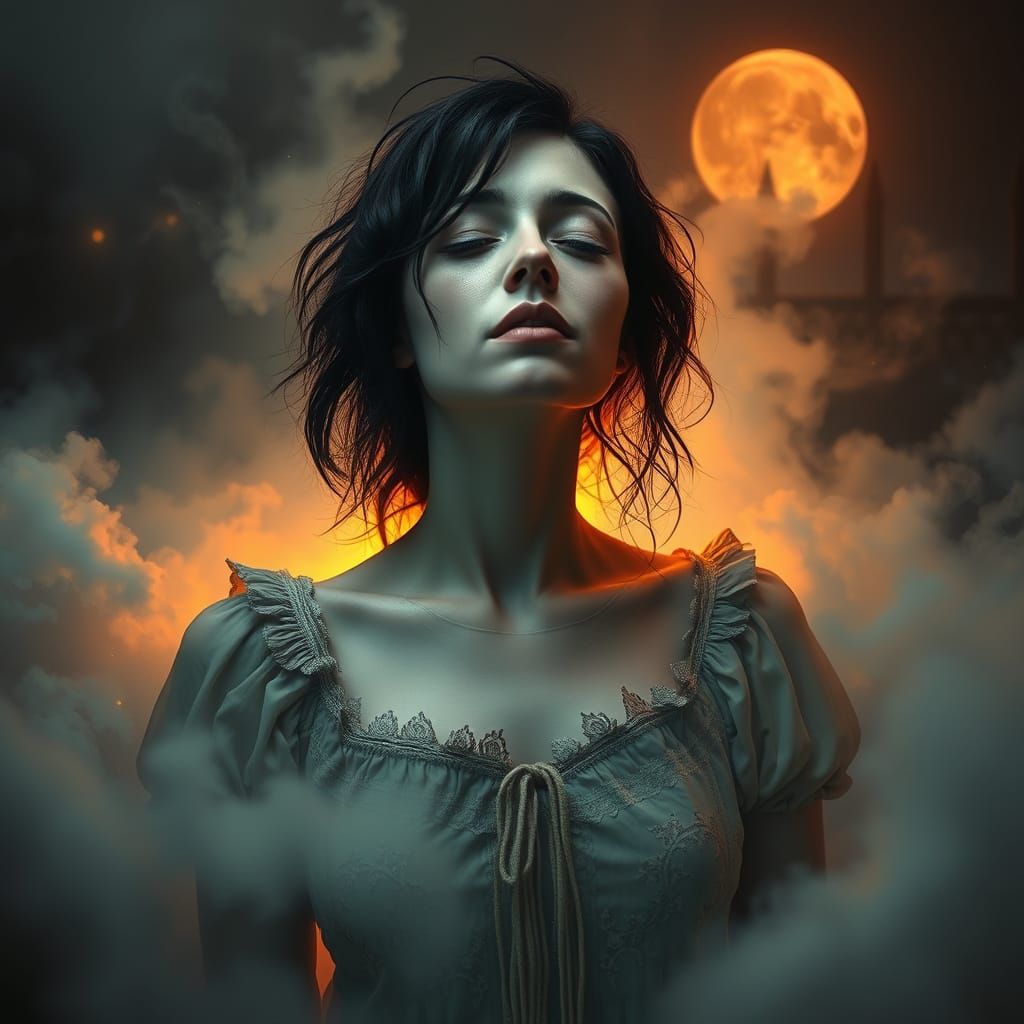 Ethereal Nightmare in Vibrant, Distorted Colors