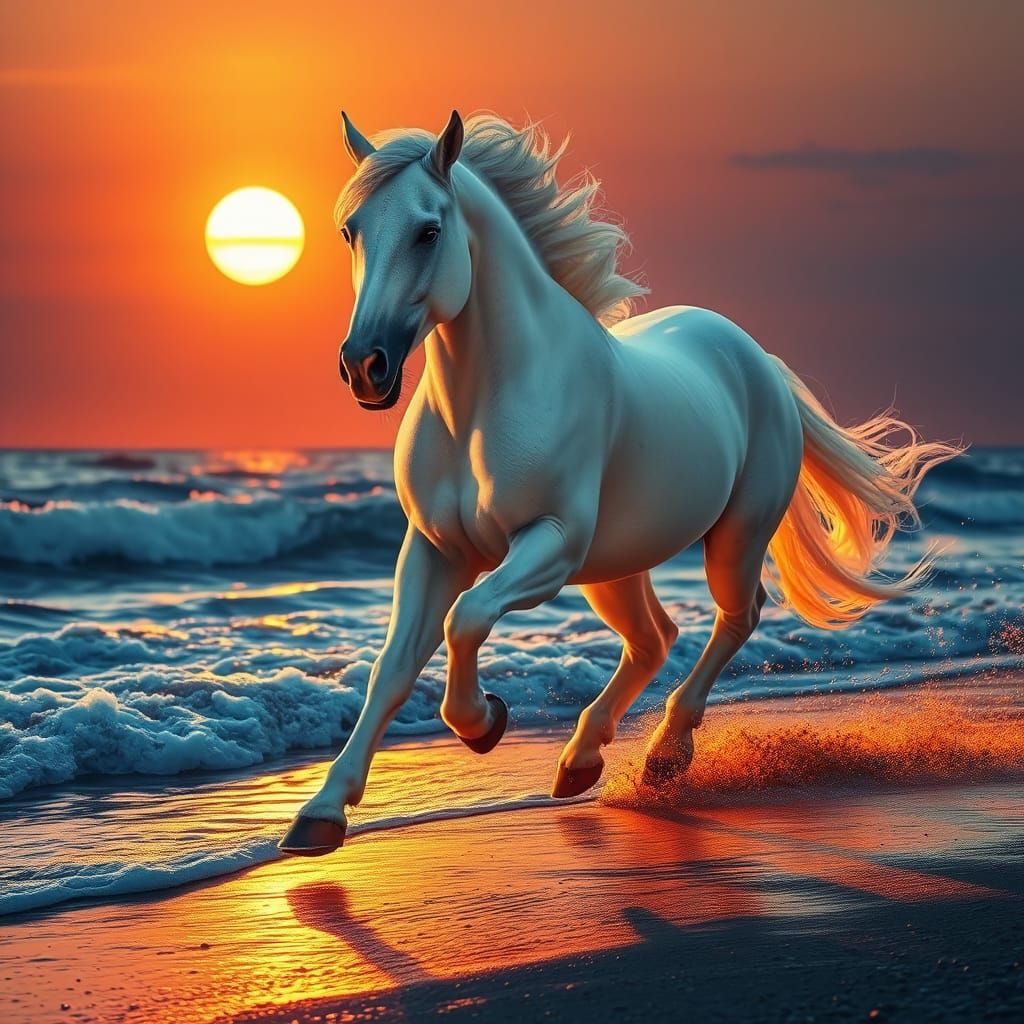 A magnificent white stallion