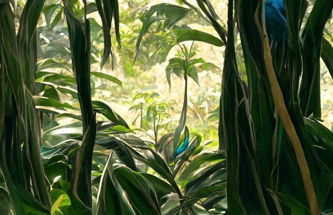 Exotic Jungle Scene with Alien Flora, Detailed Concept Art