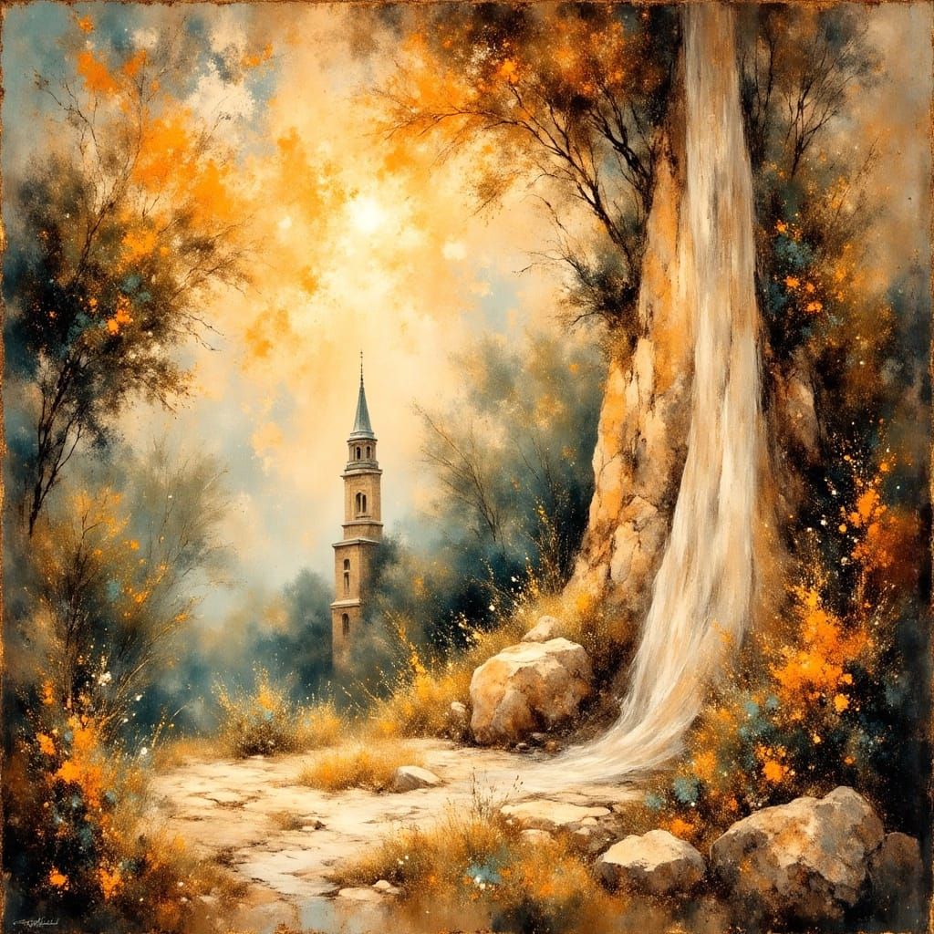 Michelangelo-Inspired Fresco with Impressionist Flair