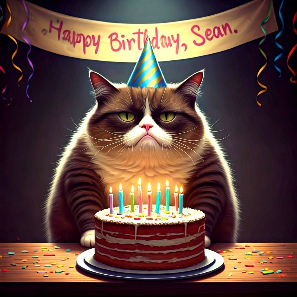 Birthday Celebration with a Grumpy Cat