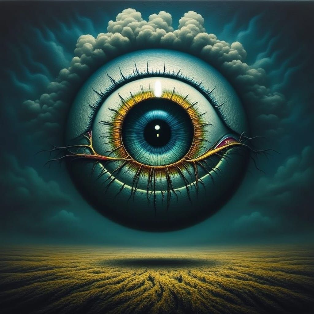 Surreal Eye in Dreamlike Landscape
