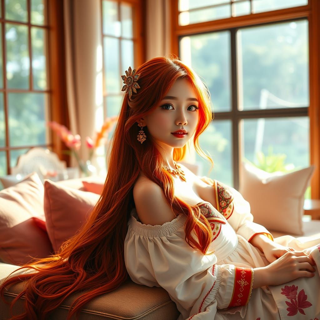 Yae Miko in Luxury Hotel, Watercolor Style