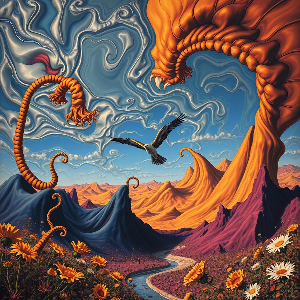 Surreal Landscape with Elastic Flora, Dali Style