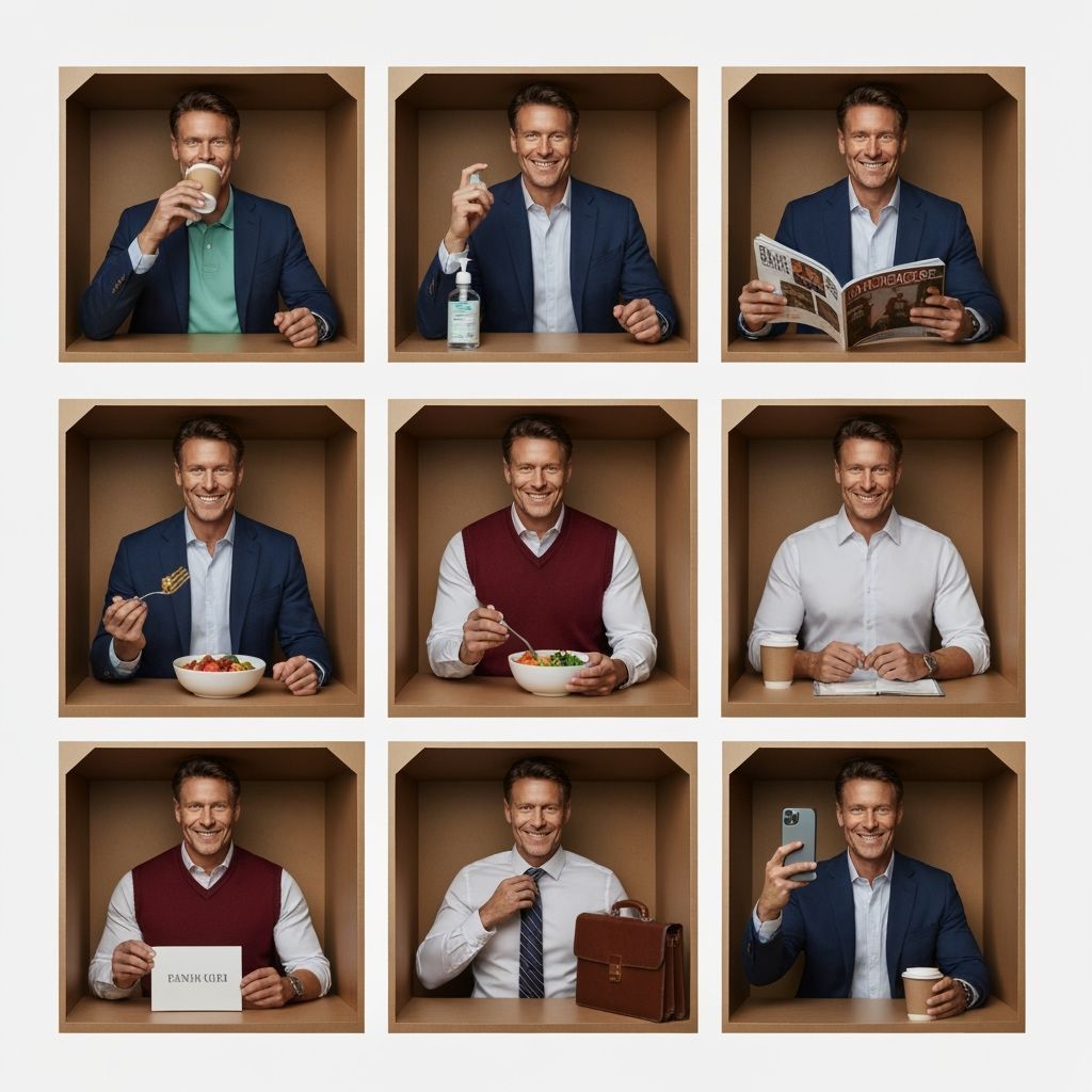 Confident Man in Photo Grid: A Generational Collage