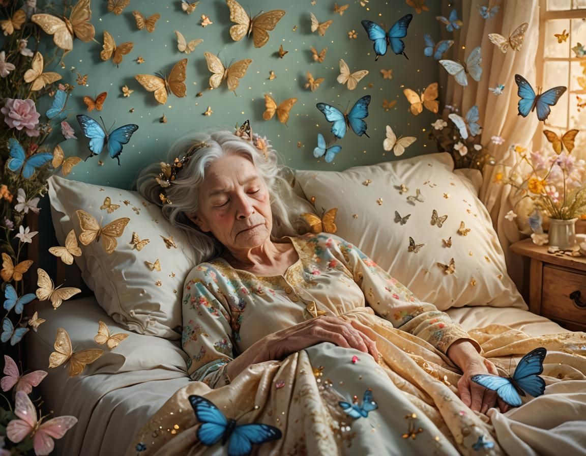 Dreamy Apotheosis: Old Woman's Fairy-Core Fantasy