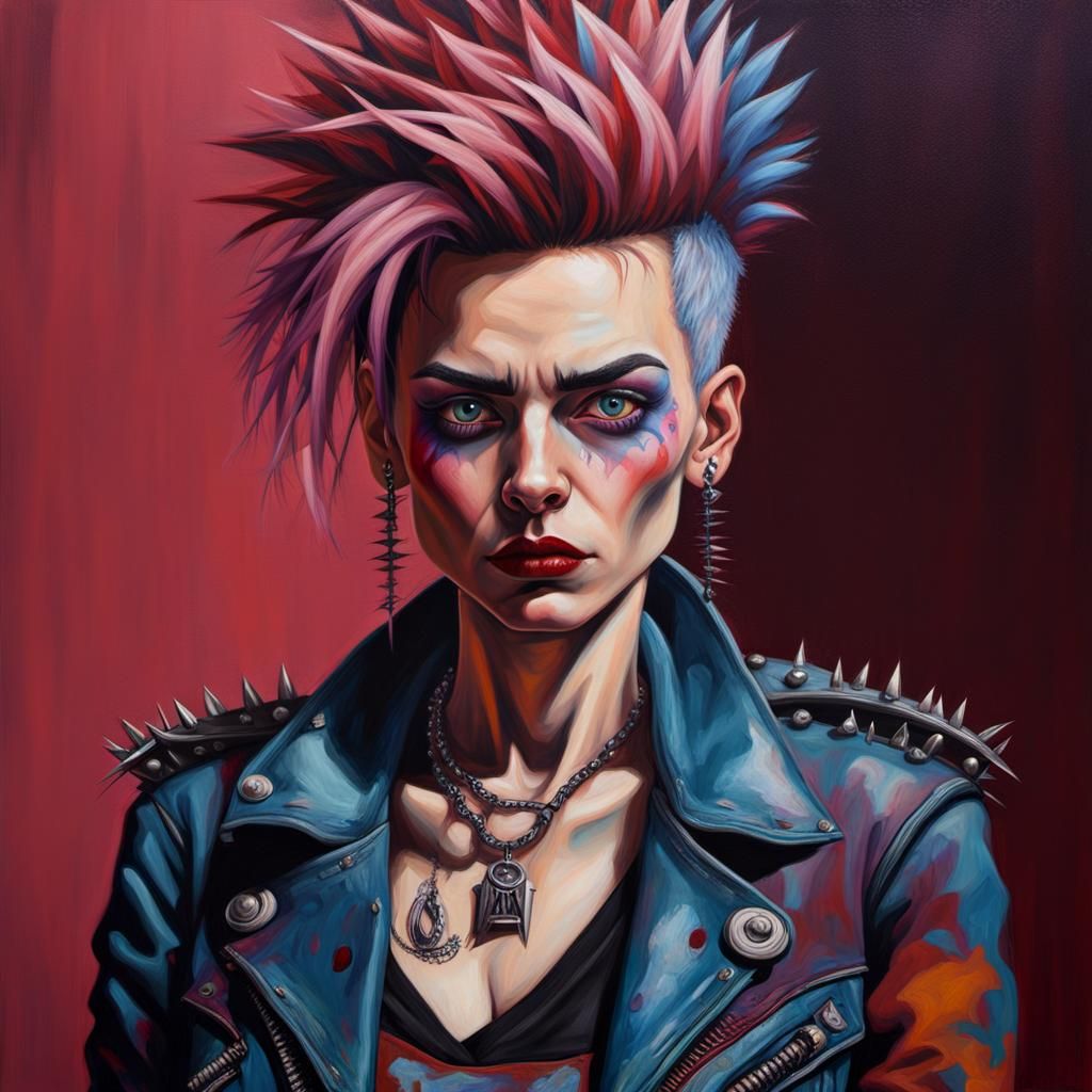 Punk Rocker Portrait in Visceral Expressionism Style