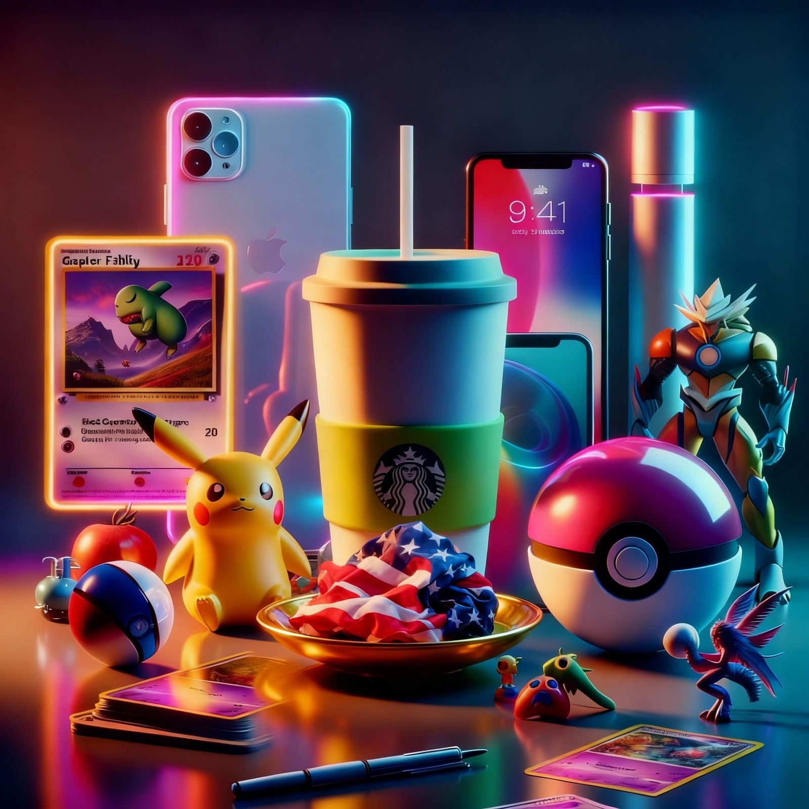 Modern Consumerism Still Life with Trendy Items