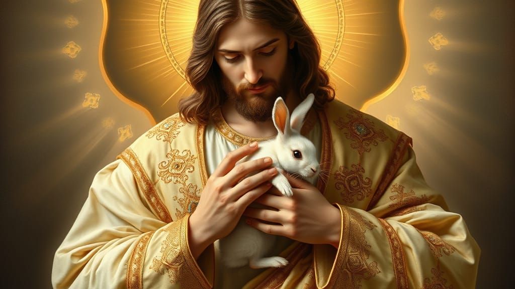 Jesus in Elegant Renaissance Style with Golden Embroidery