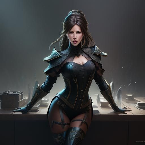 Kate Beckinsale Portrait in Art Nouveau Style