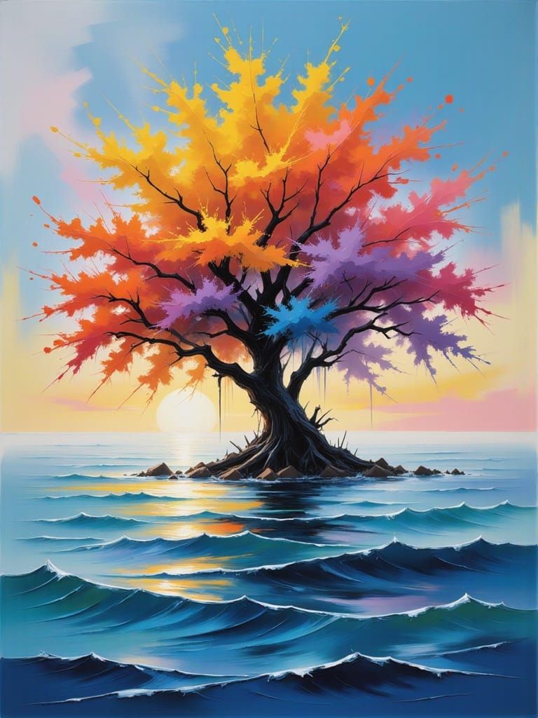 Tree of Radiant Colours at Golden Hour
