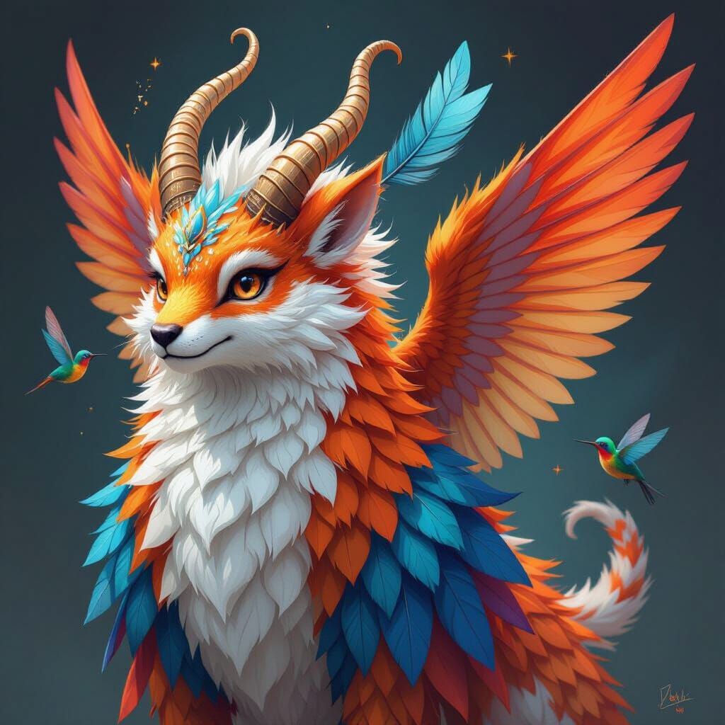 Hybrid Creature with Dragon Scales and Wings in Digital Art ...