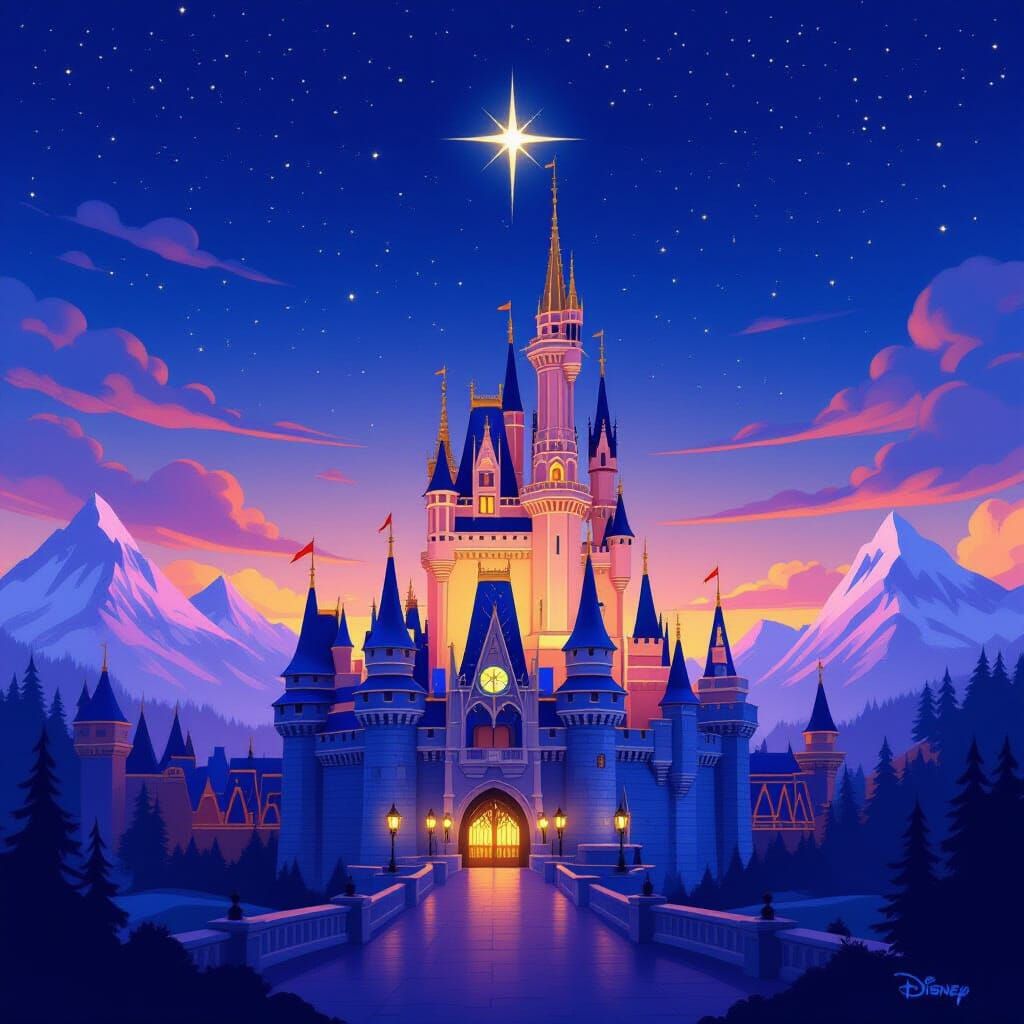 Majestic Disney Castle at Golden Hour