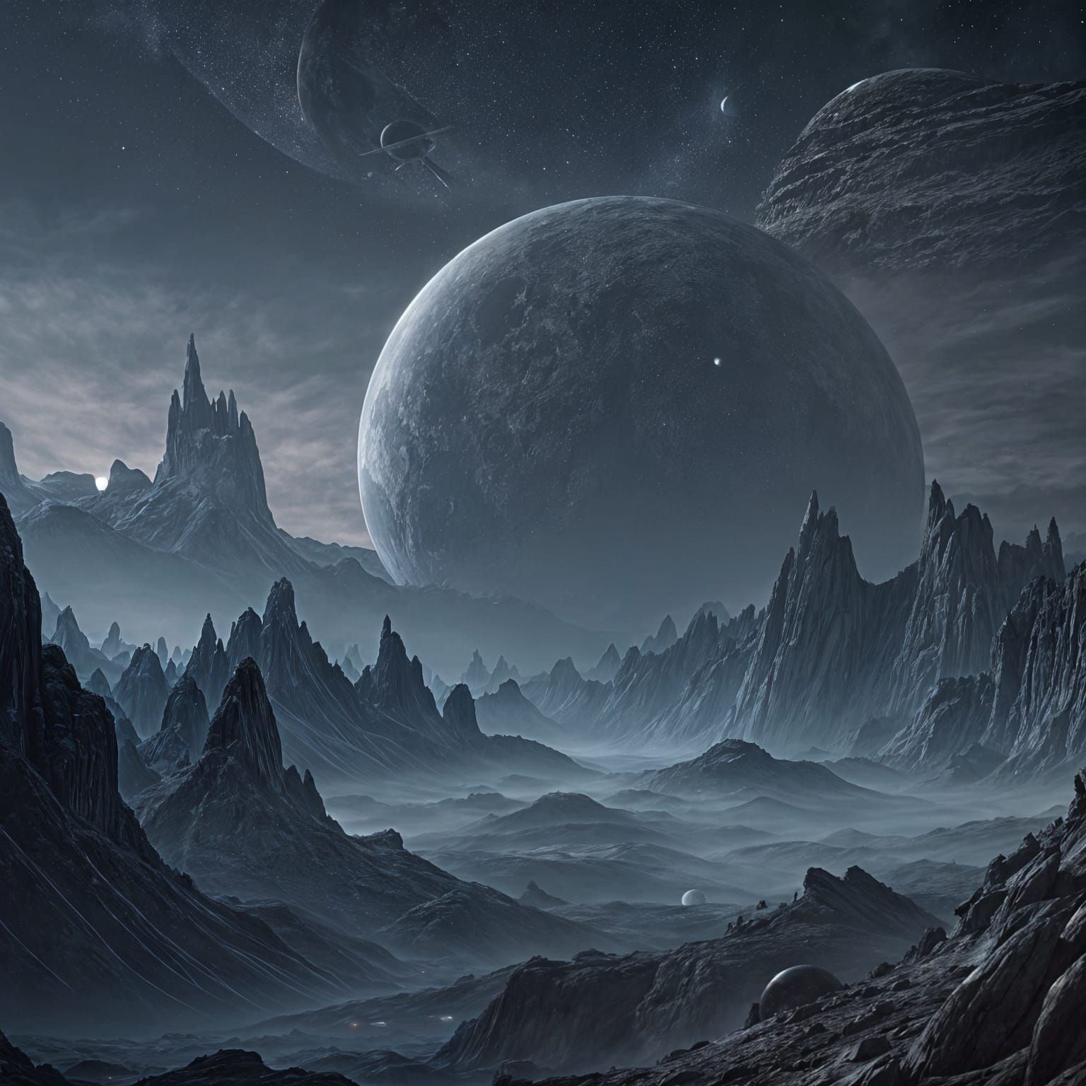 Futuristic Sci-Fi Planet with Double Moons in HDR