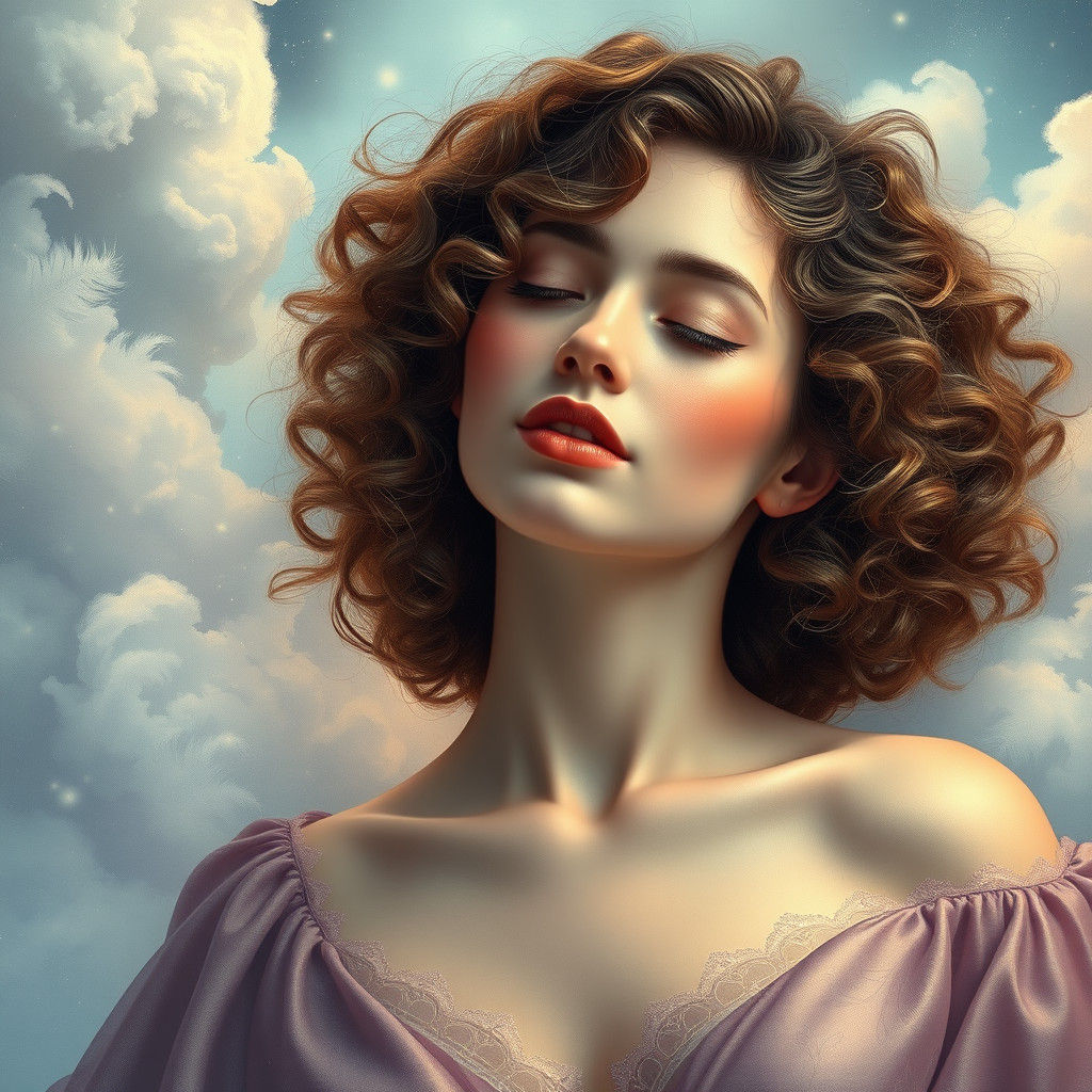 Ethereal Woman in Dreamy Art Nouveau Style