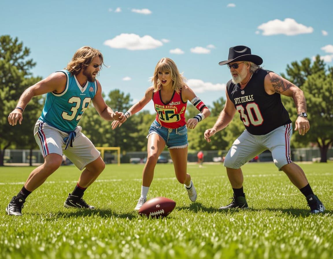 Celebrities Play Flag Football in Sunny Park