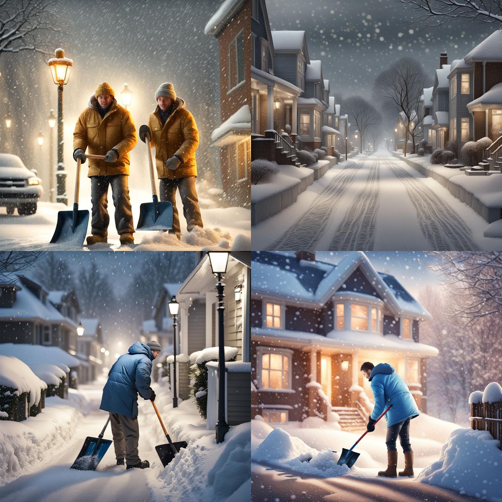 Snow Shovelling Service Ad: Photorealistic Snowy Scene