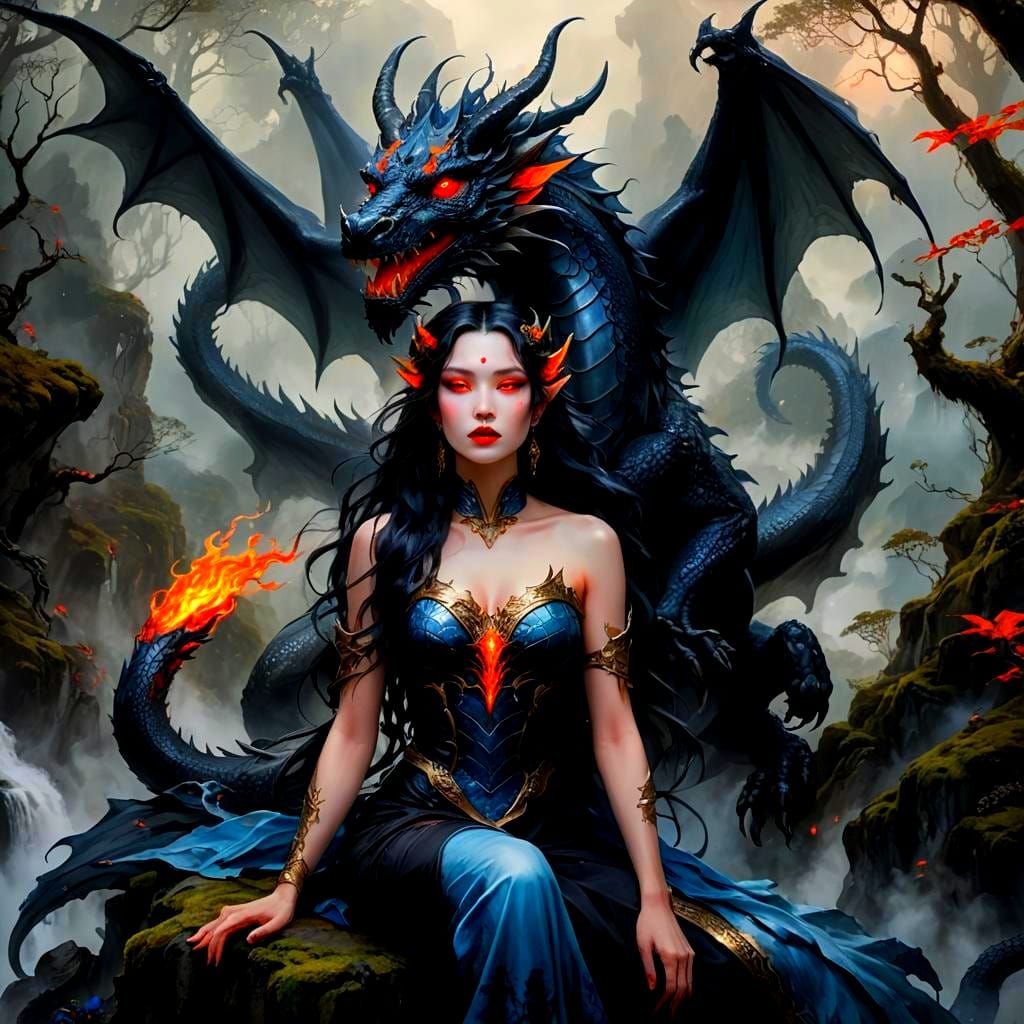 Ryūjin with her Dragon pet.