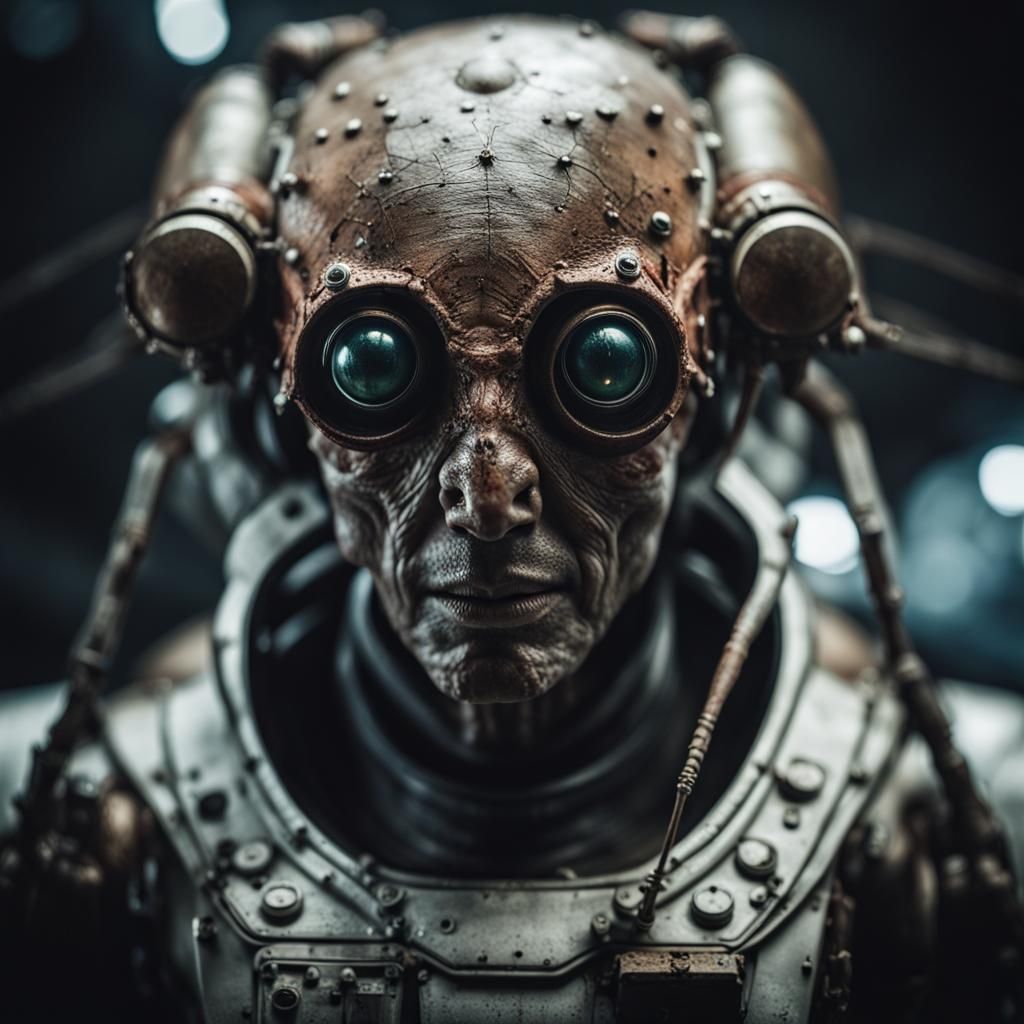 Insect Android Pollinating a Space Station Portrait