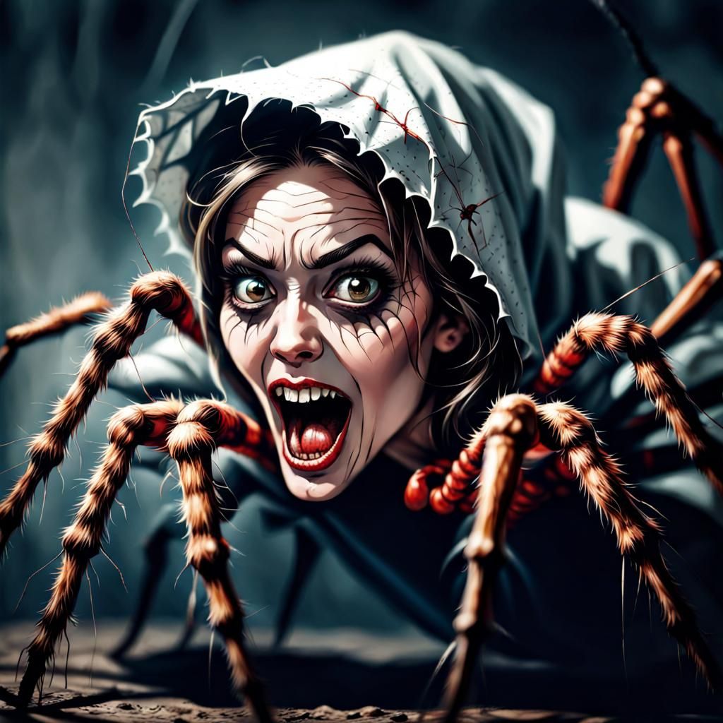 Horror Spider Woman Captures Prey