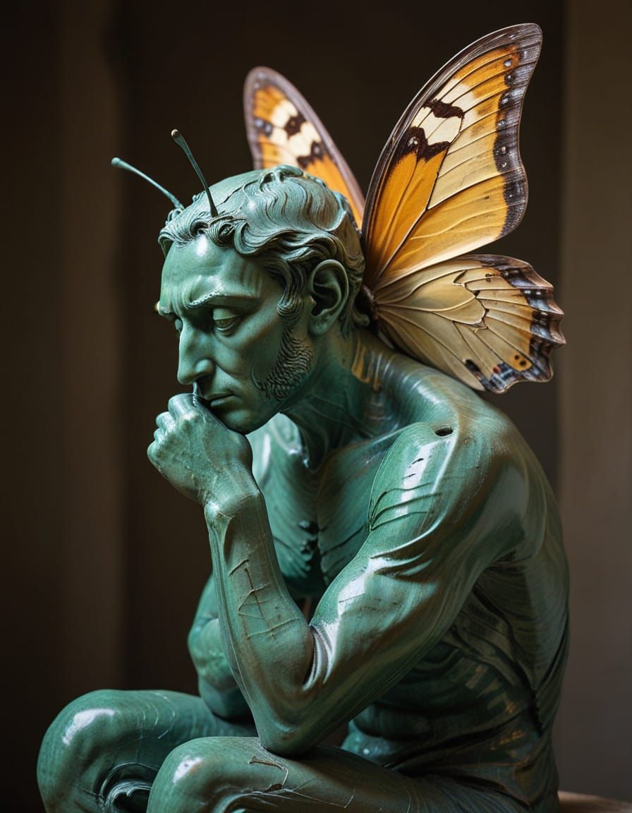 Anthropomorphic Butterfly in Thought, Inspired by Rodin