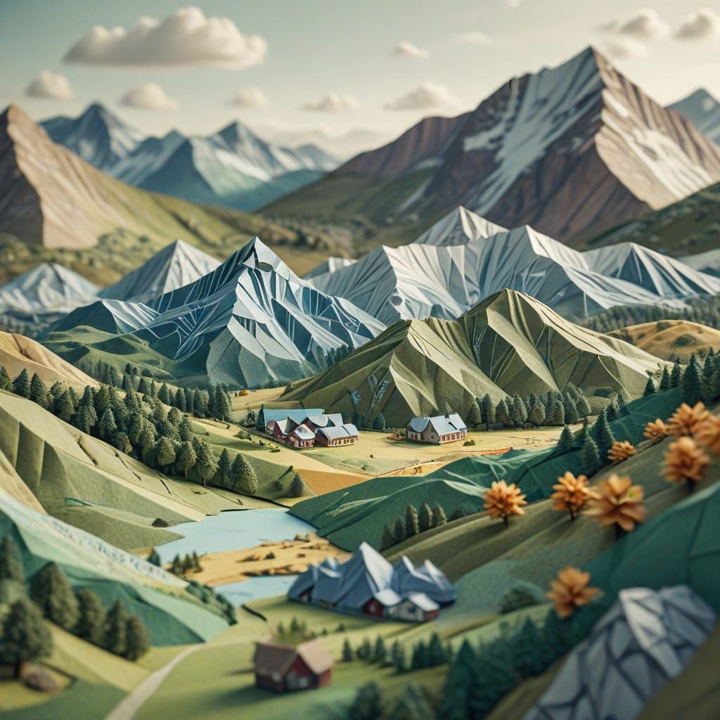 Origami Collage of Norway's Innlandet County