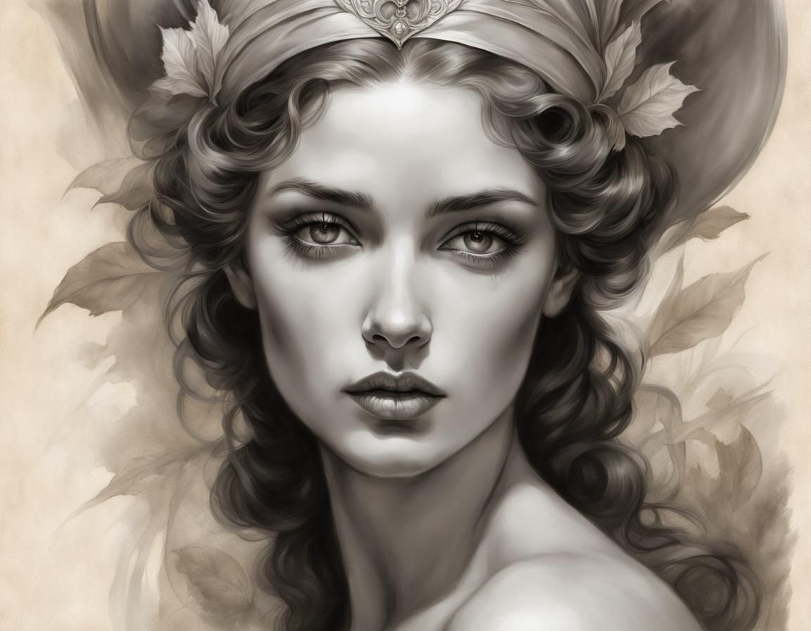 Monochrome Portrait in Grisaille Technique on Parchment