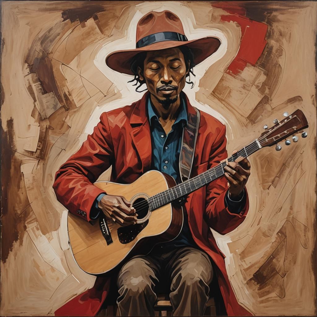 Vibrant Guitar Player in Comic Book Art Style