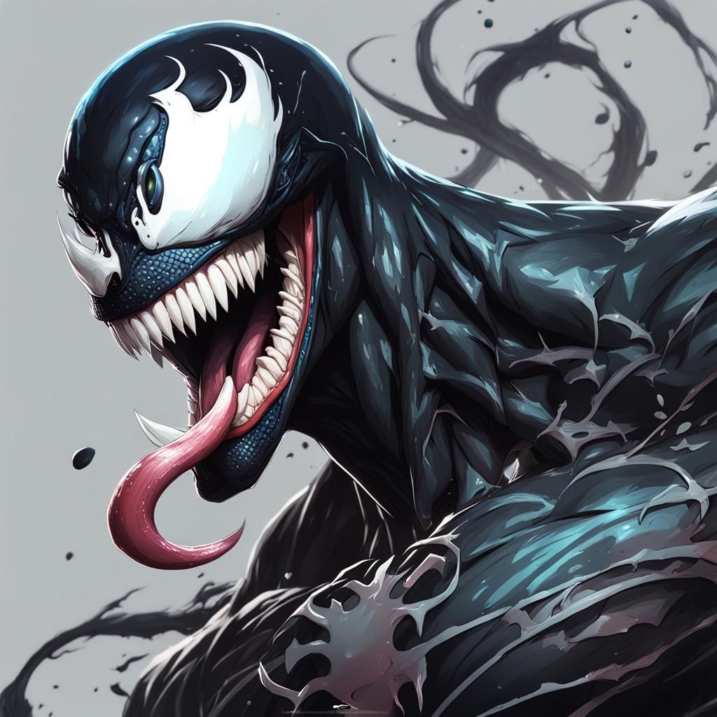 Venom Frisk Portrait in Hyperdetailed Style