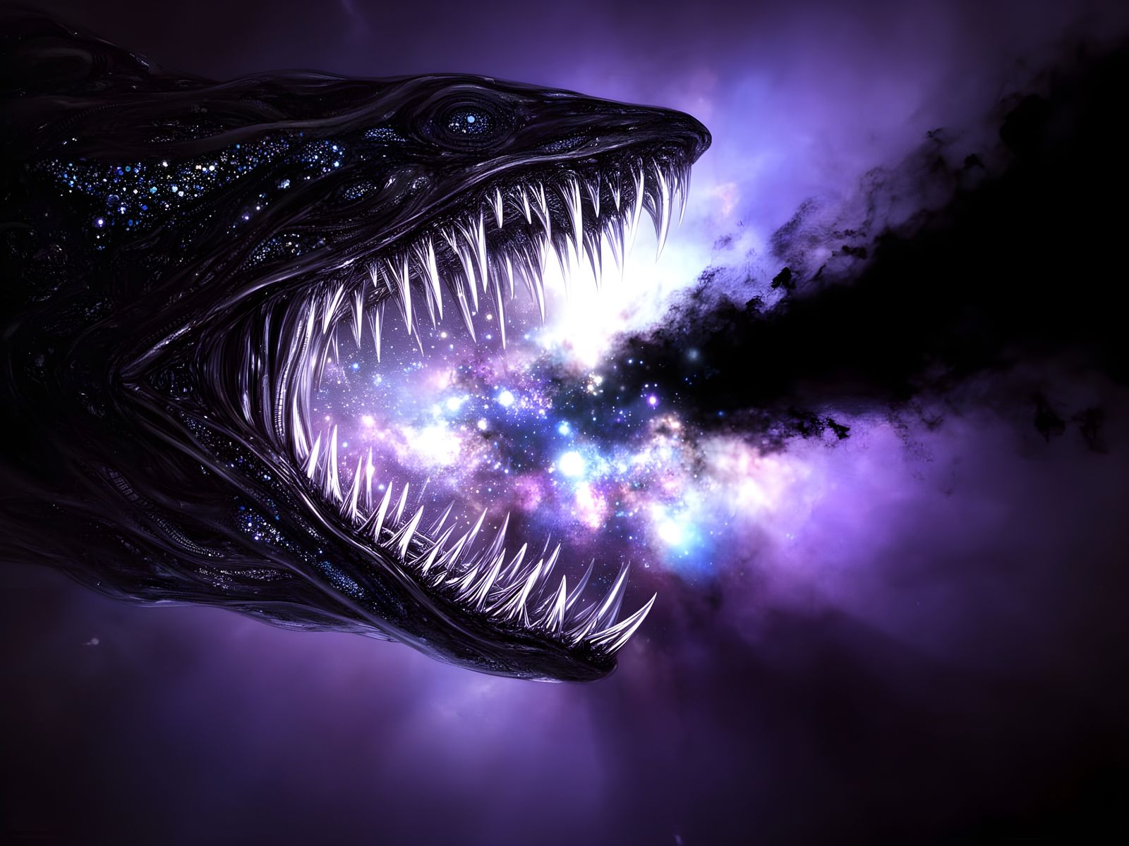 Cosmic Leviathan Devours Nebula in Surreal Sci-Fi Art