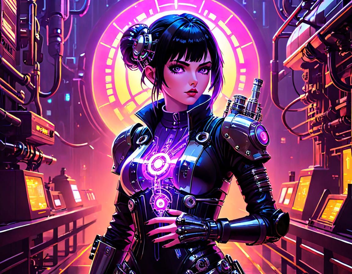 Megalomaniacal Mad Scientist in Cyberpunk Lab