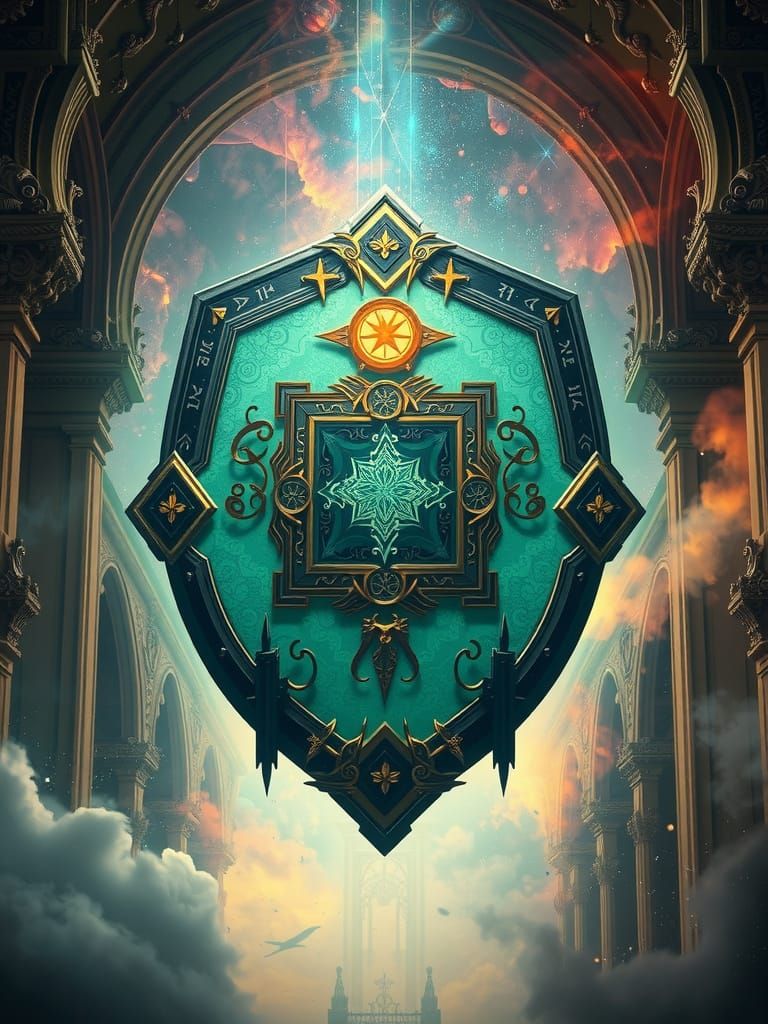 Ethereal Soulbourne Shield in Mystical Nebula Realm