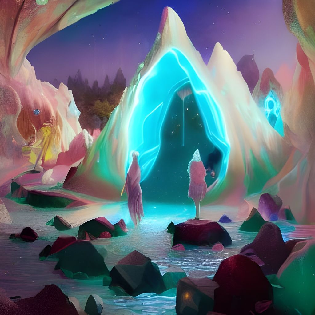 Opalescent Crystal Cave: Sci-Fi Digital Illustration