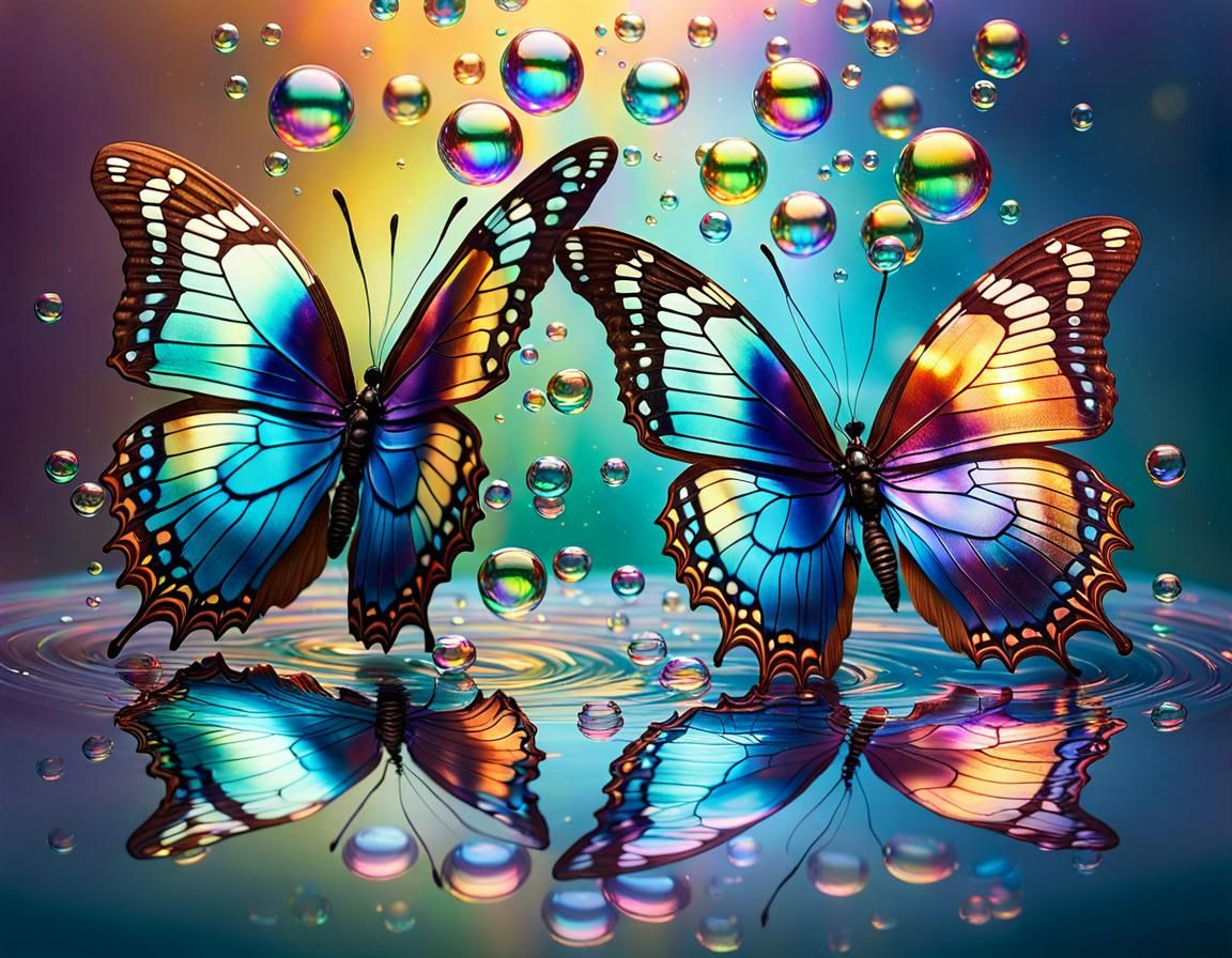 Iridescent Butterflies in a Sea of Bubbles