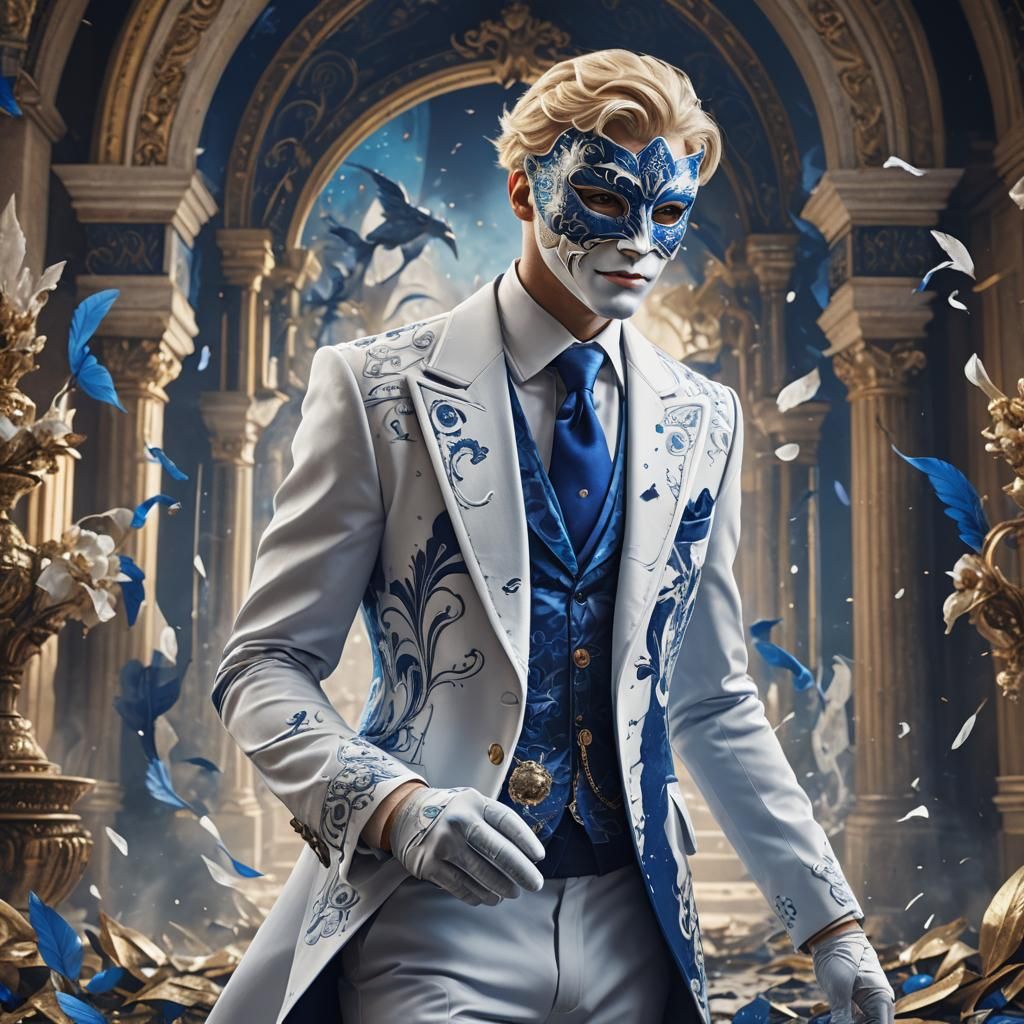 Man in Masquerade Mask, Detailed Digital Rendering