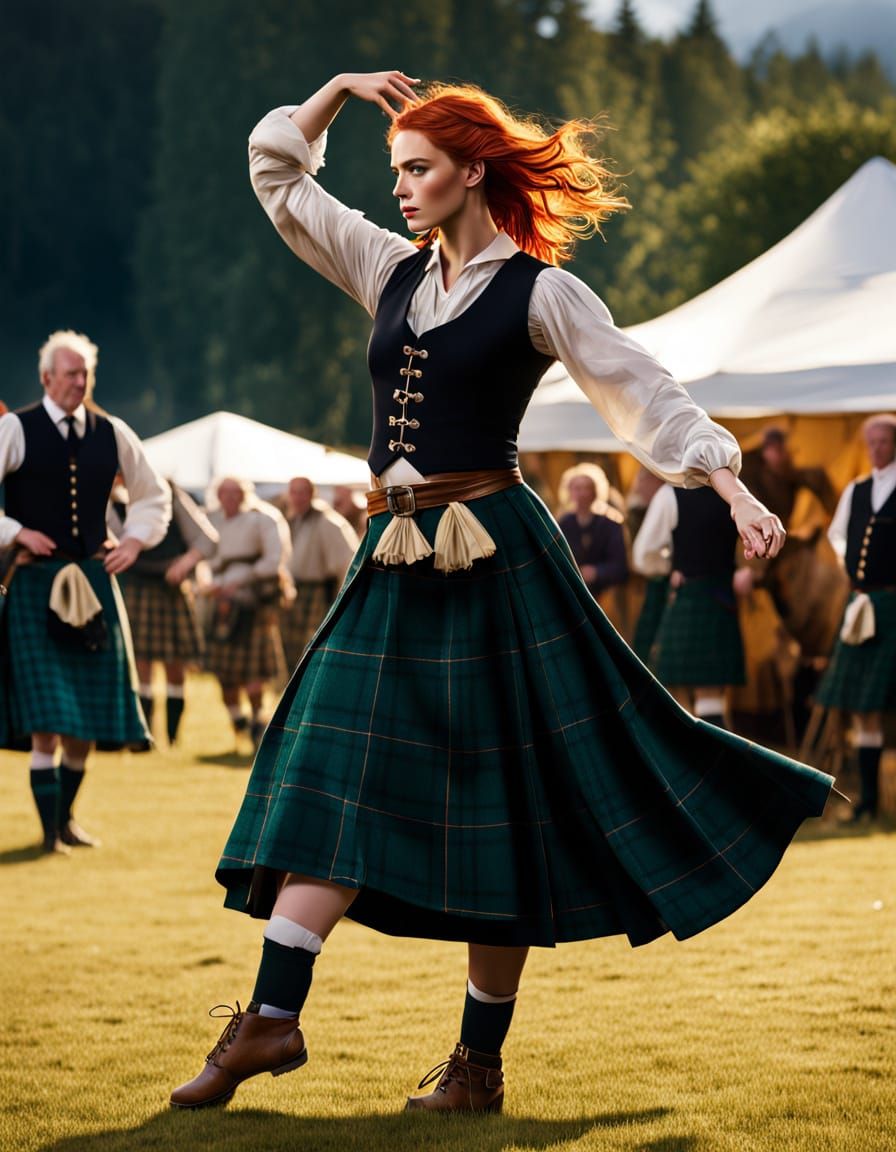 Scottish Dancer at Highland Games in Soft Sunlight