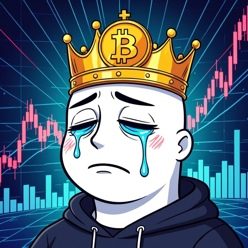 Bitcoin Crying Wojak Meme in Comic Style